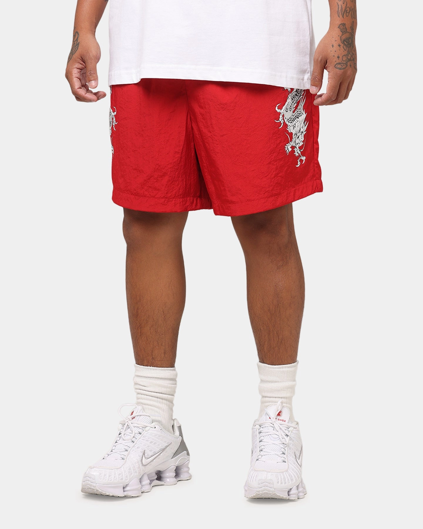 Daily Casual Ed Hardy Tribal Dragon Shorts Red