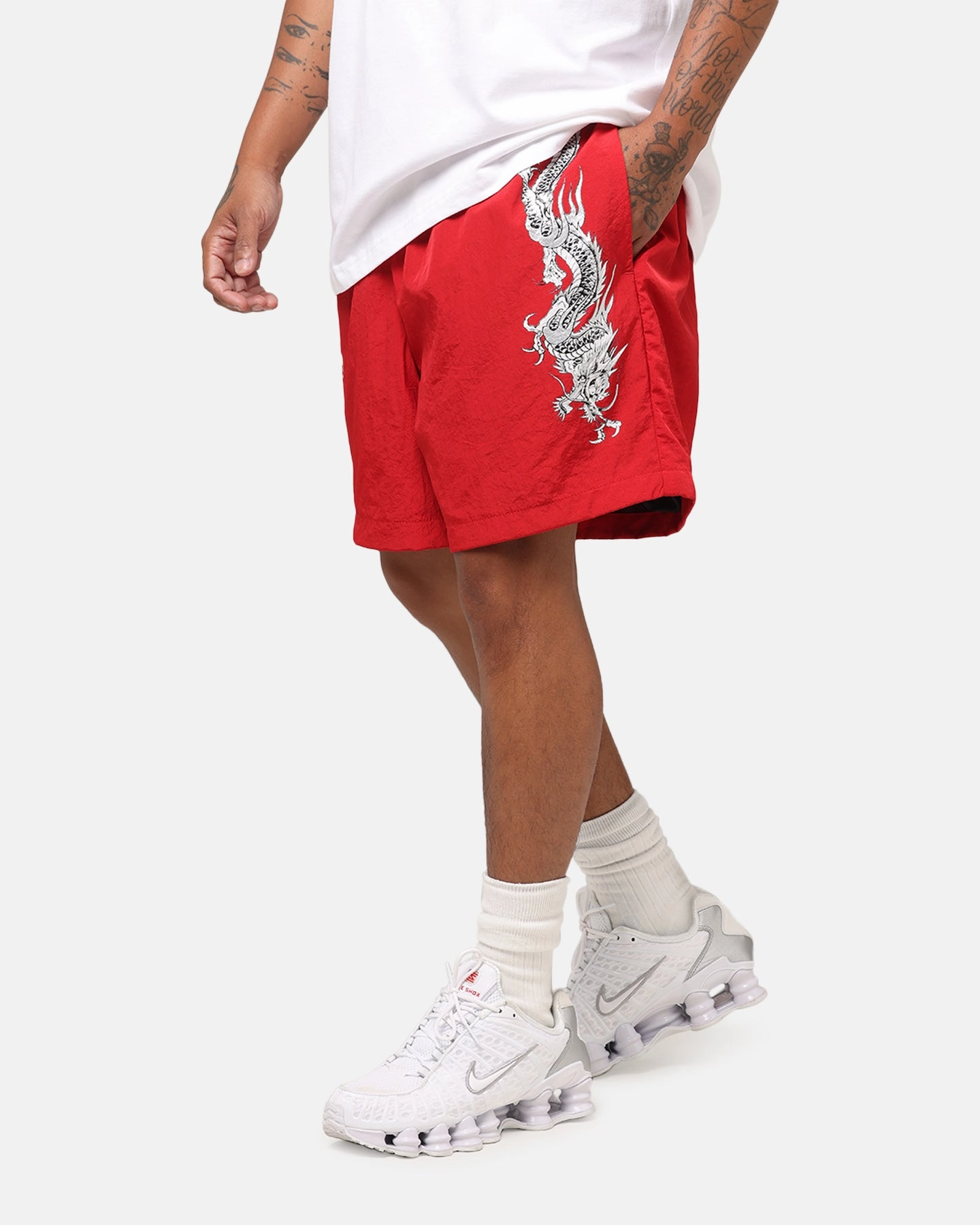 Ed Hardy Tribal Dragon Shorts Red printed shorts