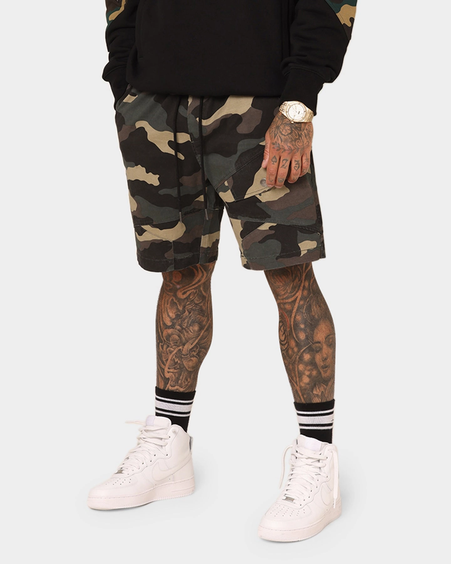 Saint Morta Syndicate Cargo Shorts Camo Layered Panel Design evening dress