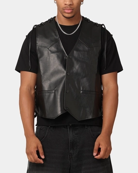XXIII Tied Up PU Leather Vest Black LowProfileLogo