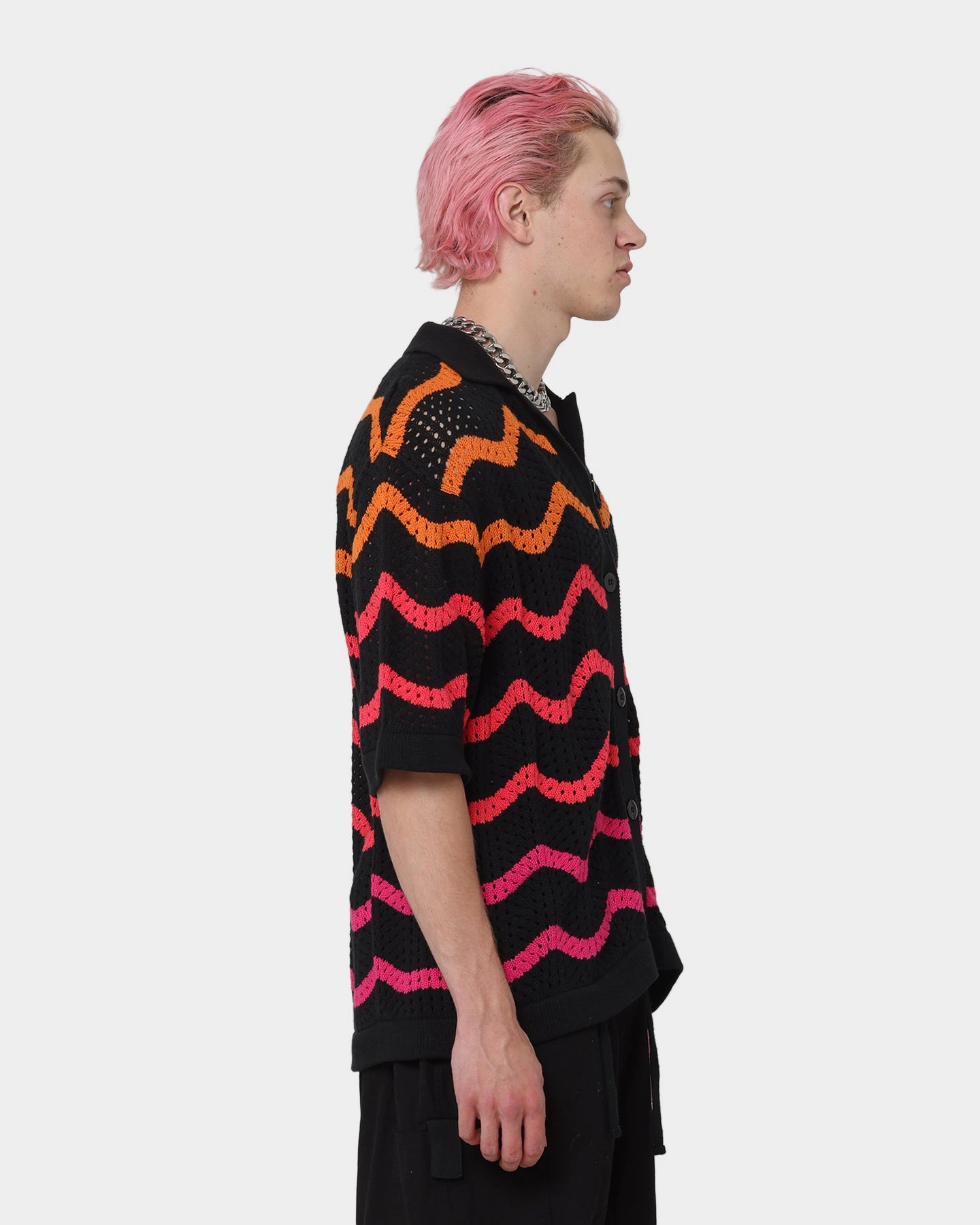 Comfort Stretch Loiter Breeze Knit Button-Up Shirt Black