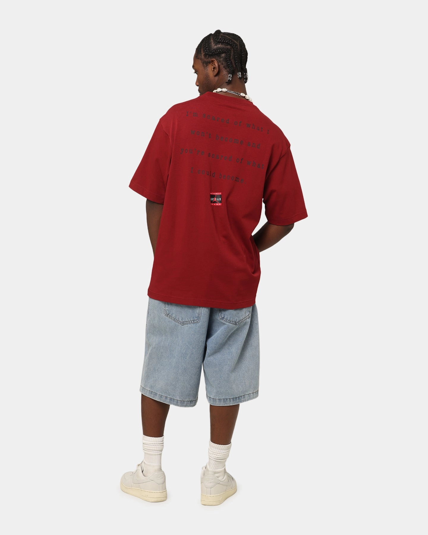Comfy Fit Wear Anti Bacterial Treatment Jordan Statement 1985 J Day Crewneck T-Shirt Gym Red