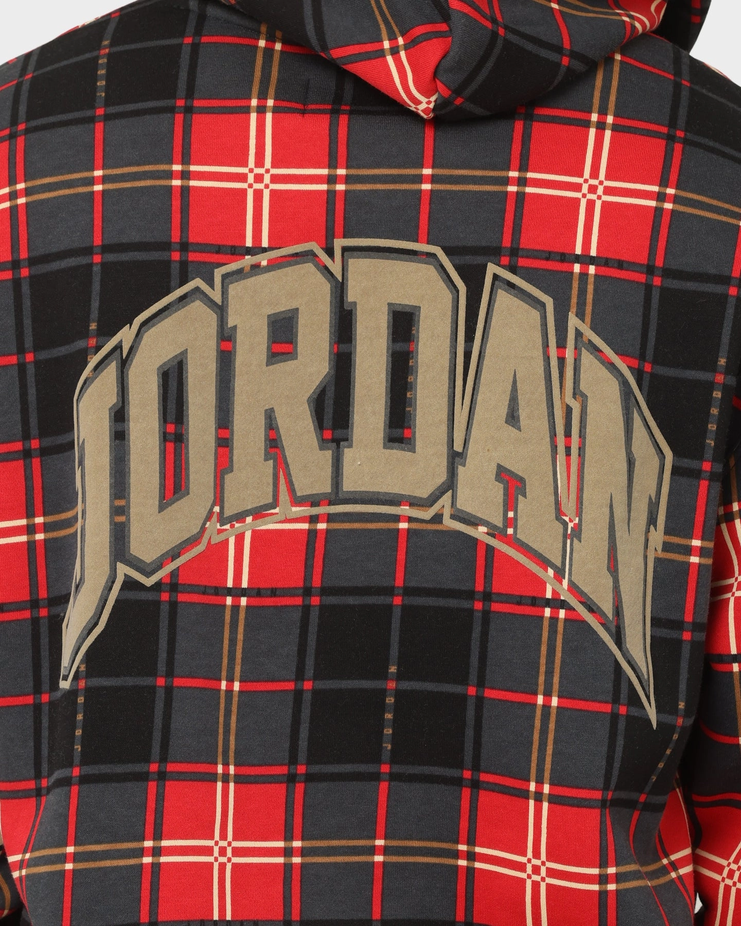 Universal Size Adaptation HeatRegulating Jordan Essential Holiday Plaid Fleece Pullover Hoodie Fire Red