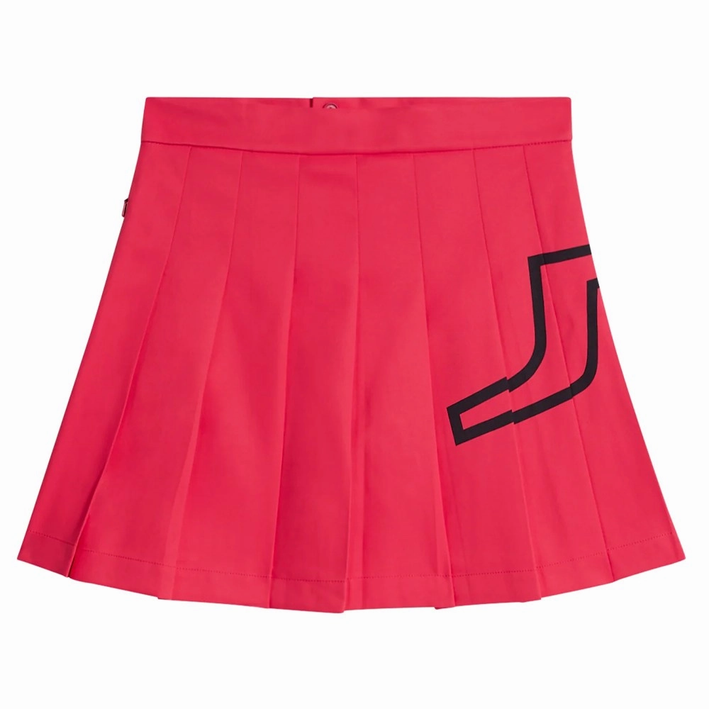 Scalloped Edge J.Lindeberg Naomi Golf Skirt Rose Red - FW23 Women