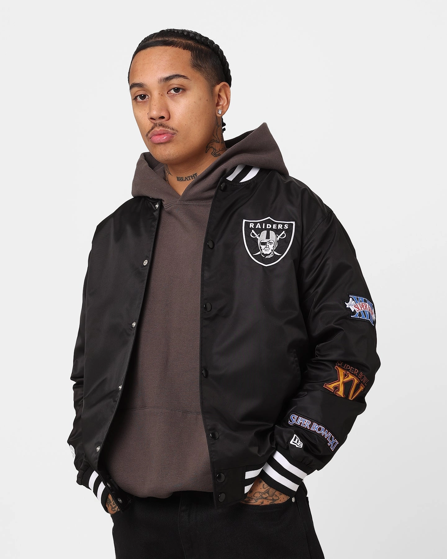 Quality Diary New Era Las Vegas Raiders Nylon Varsity Jacket Black
