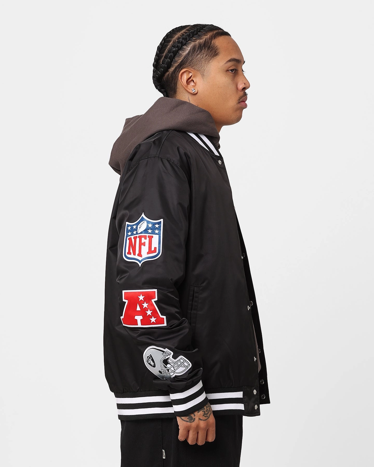 Adjustable Fit New Era Las Vegas Raiders Nylon Varsity Jacket Black