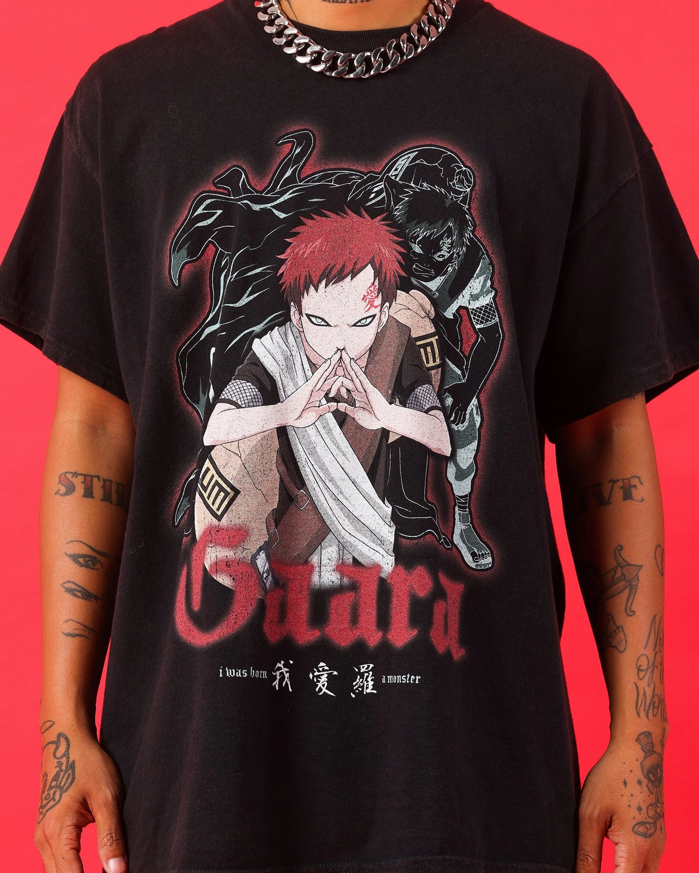 Travel Wear Goat Crew X Naruto Gaara Vintage T-Shirt Black Wash