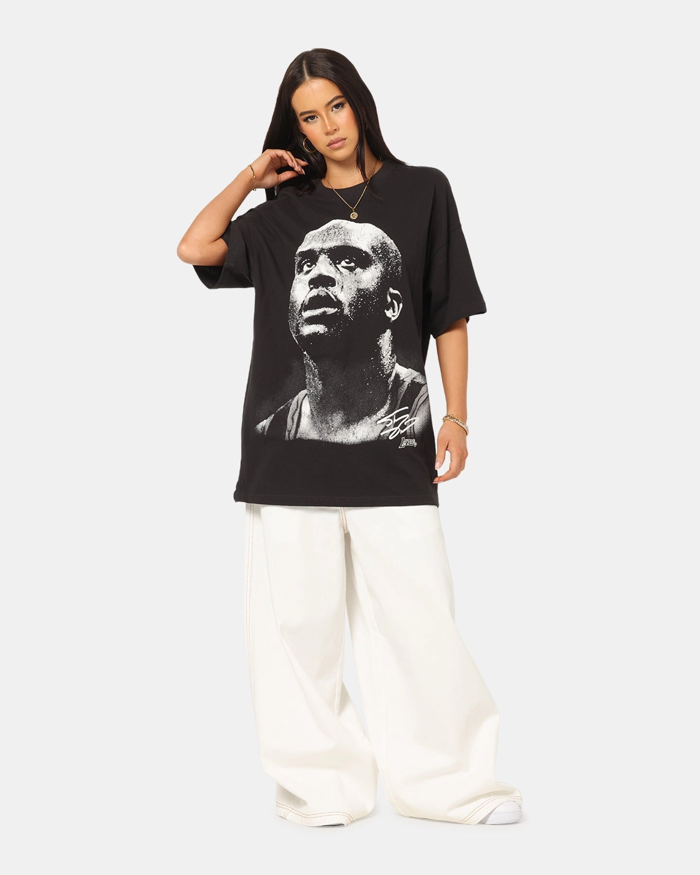 Trendy Piece Mitchell & Ness Los Angeles Lakers Shaquille O'Neal Big Head T-Shirt Faded Black