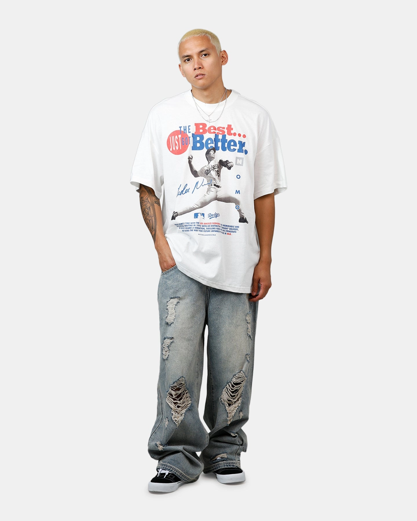Fashionable Mitchell & Ness Los Angeles Dodgers Hideo Nomo Got Better T-Shirt Vintage White