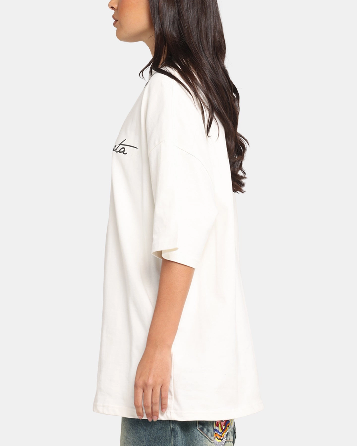 SoftenedNeckline ethical Saint Morta Scripture Mock Neck T-Shirt Off White