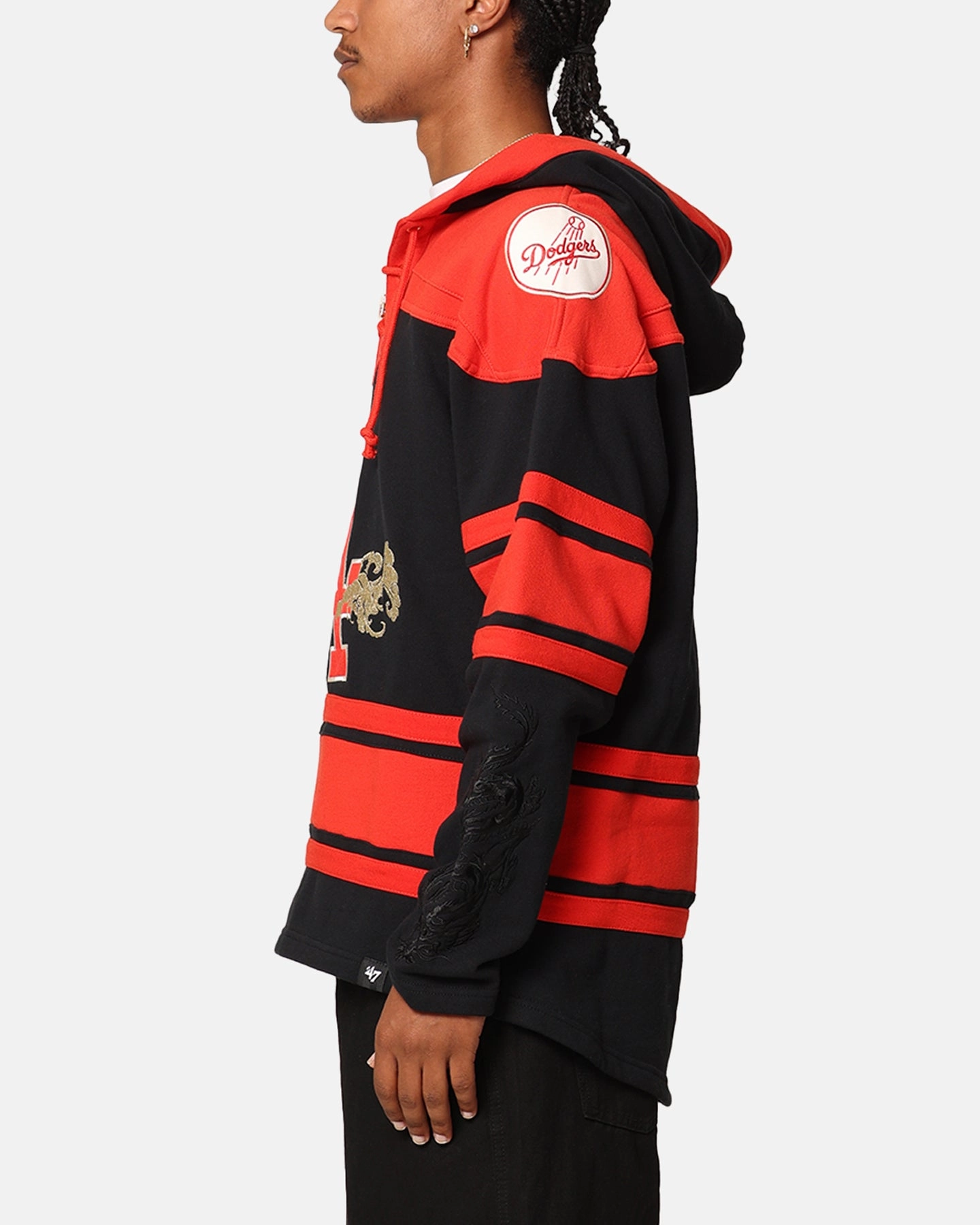 Report 47 Brand Los Angeles Dodgers 'Year Of The Dragon' Lacer Hoodie Jet Black