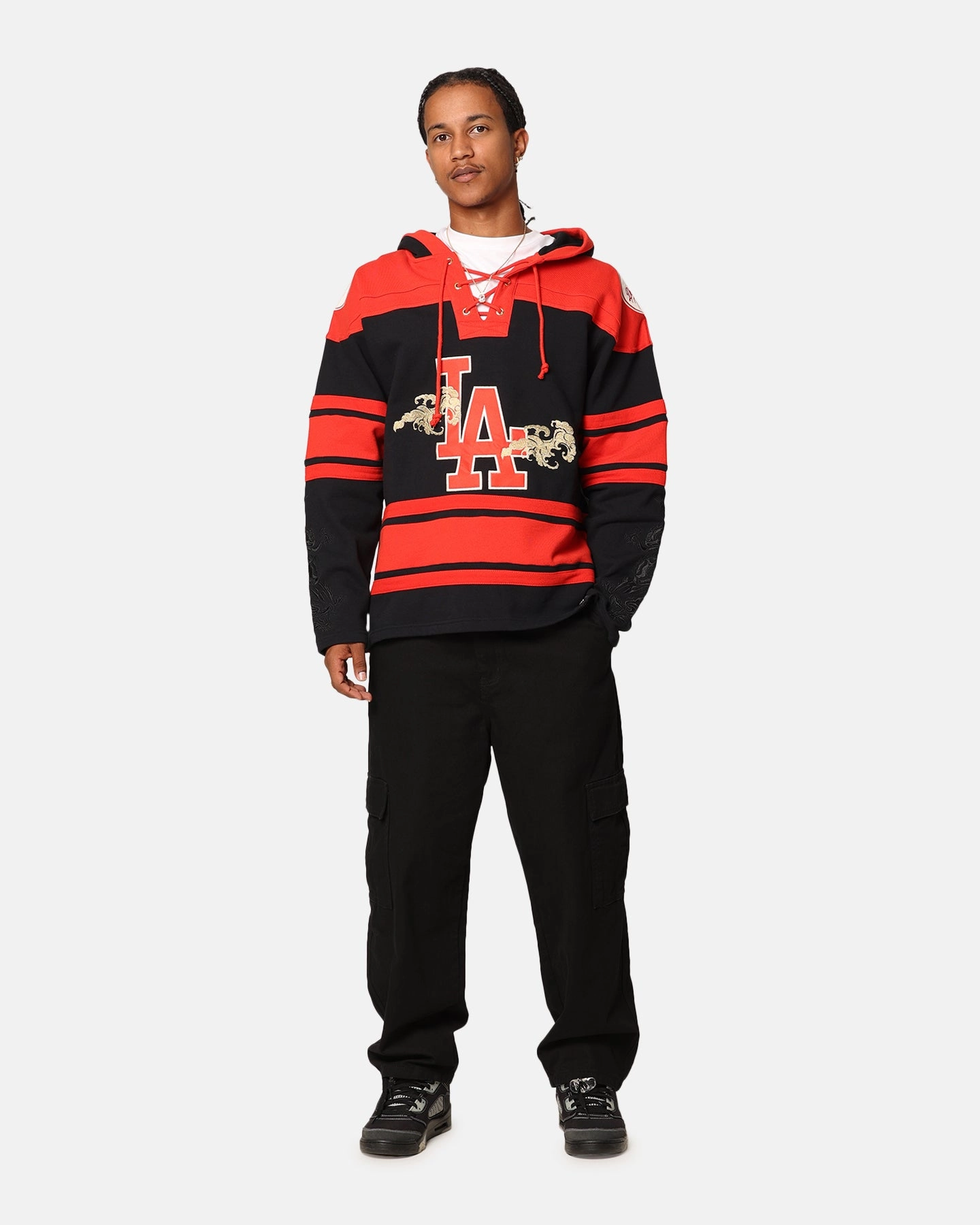 Alternative Collarless 47 Brand Los Angeles Dodgers 'Year Of The Dragon' Lacer Hoodie Jet Black