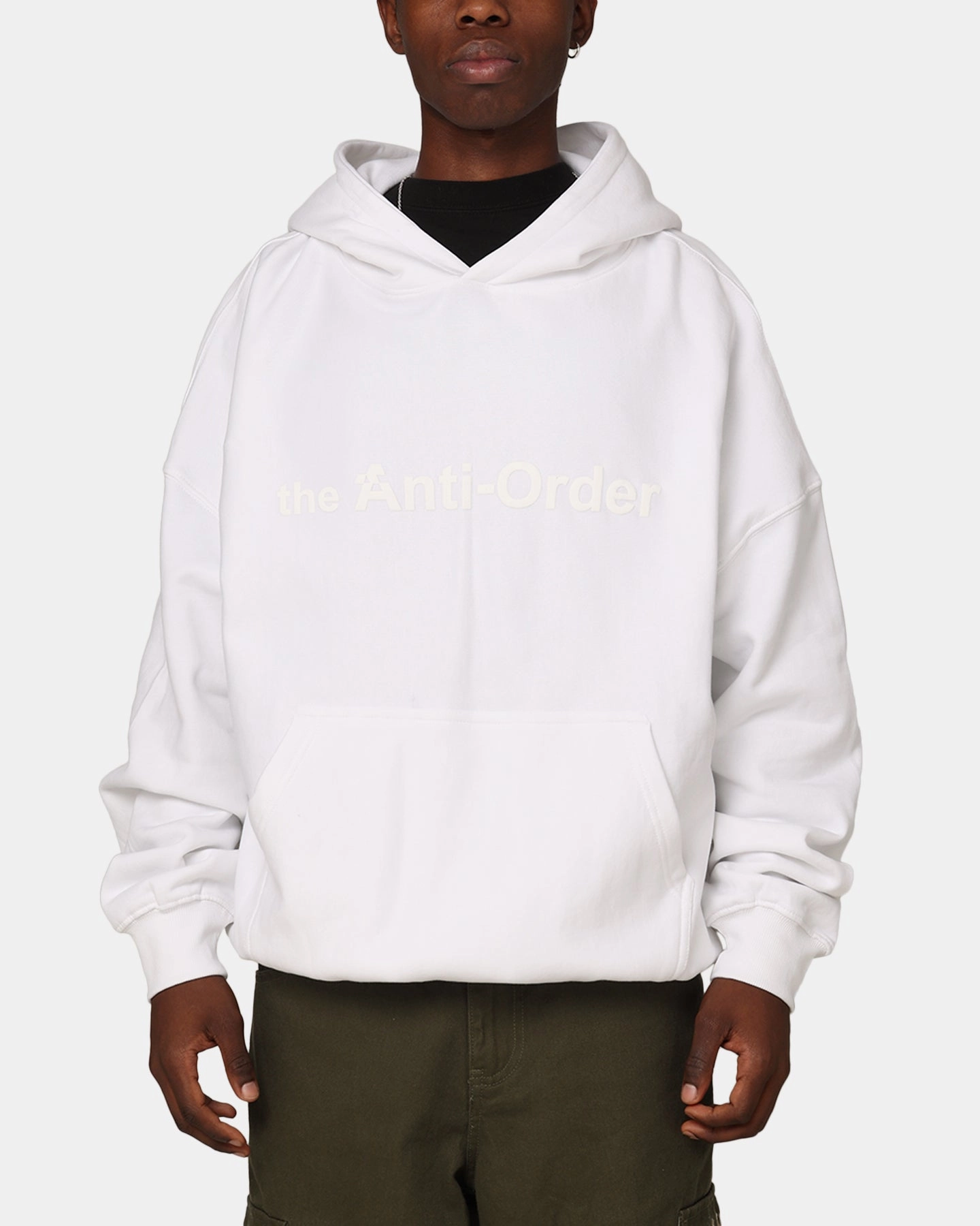 The Anti Order Logo Boxy Hoodie White color - coordinating