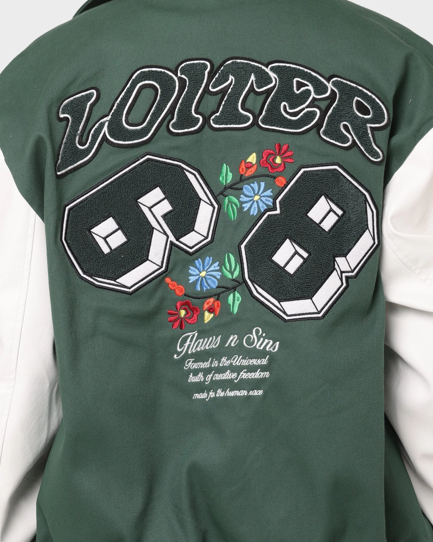 Unveil Loiter Flaws Varsity Jacket Green/Off White