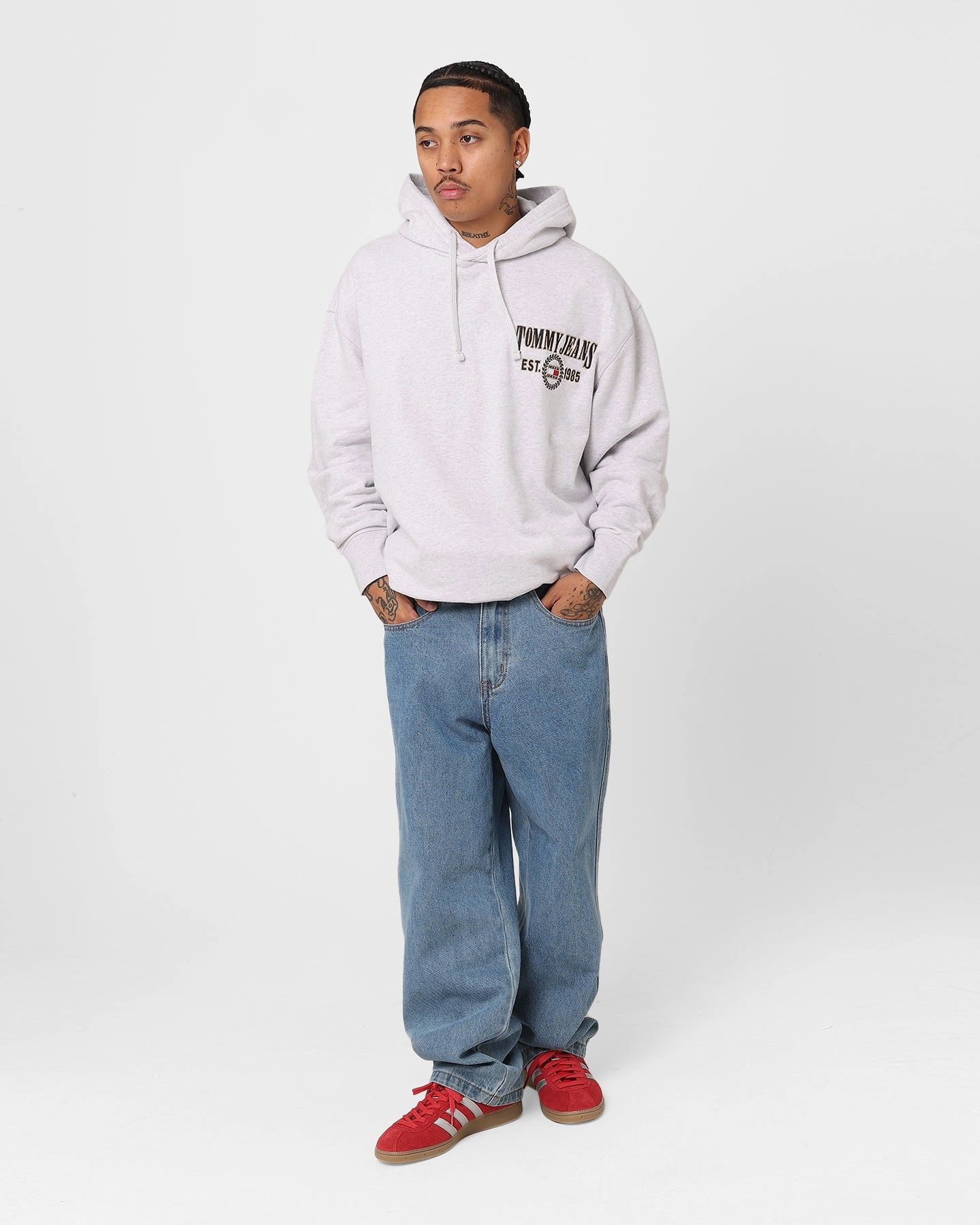 Tommy Jeans Relaxed Luxe Hoodie Silver Grey Heather WaterResistantCoating
