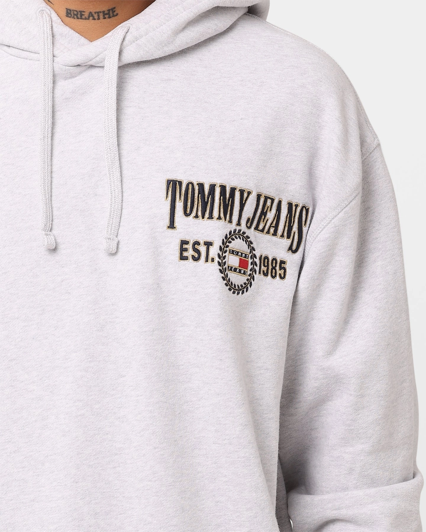 Tommy Jeans Relaxed Luxe Hoodie Silver Grey Heather Light Shell