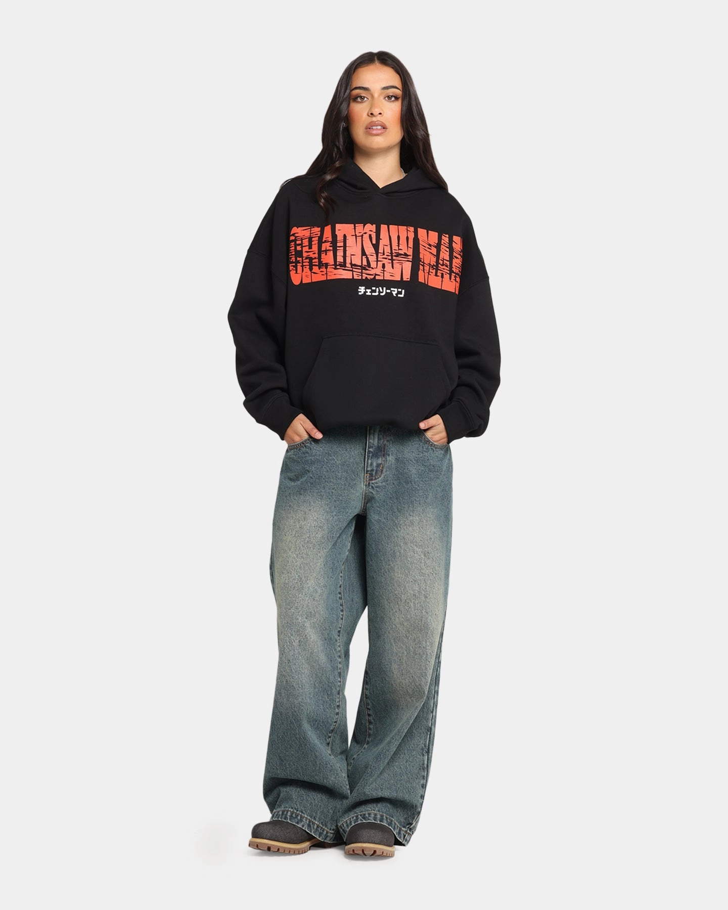 Goat Crew X Chainsaw Man Premium Hoodie Black domestic users