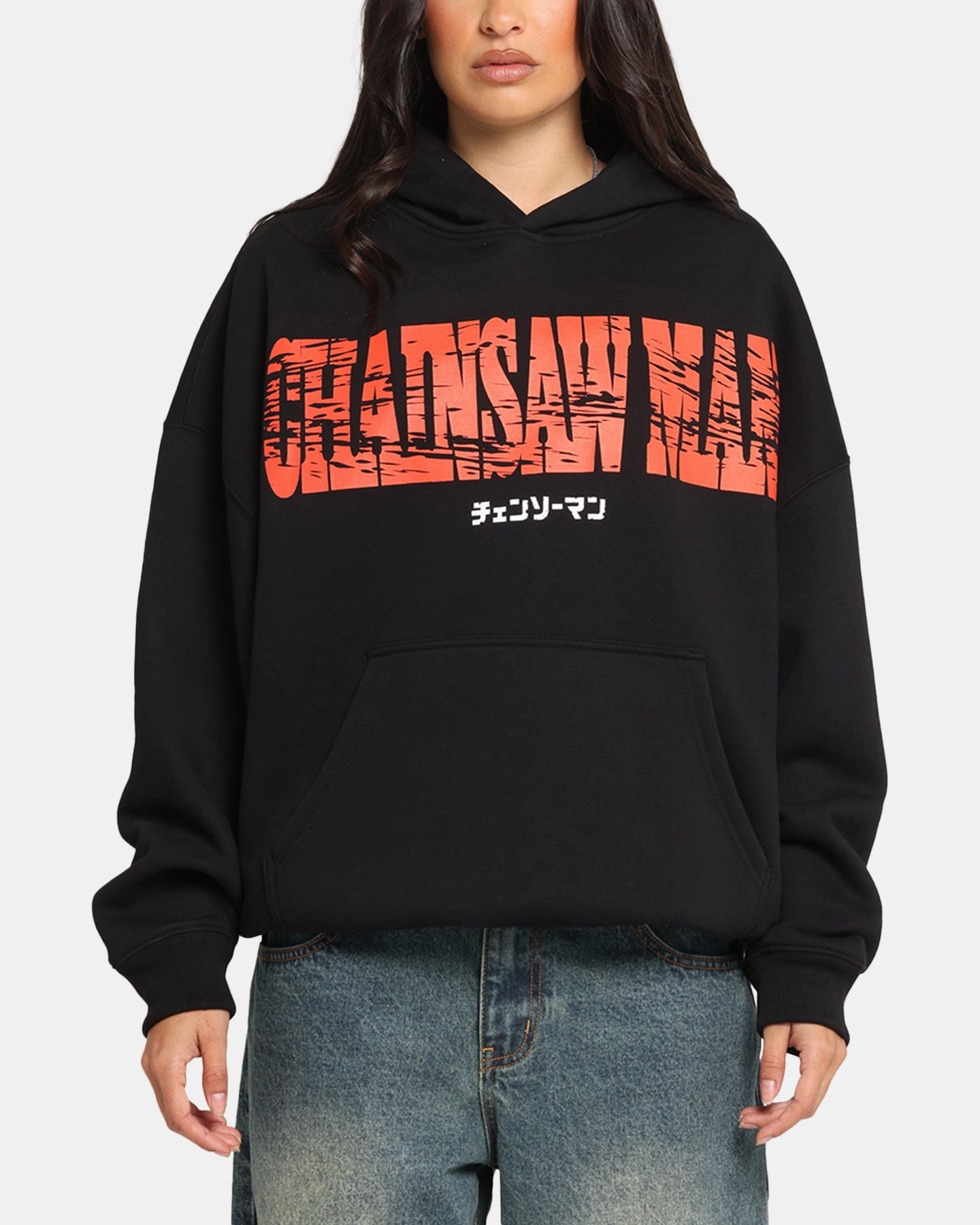 Goat Crew X Chainsaw Man Premium Hoodie Black High Collar