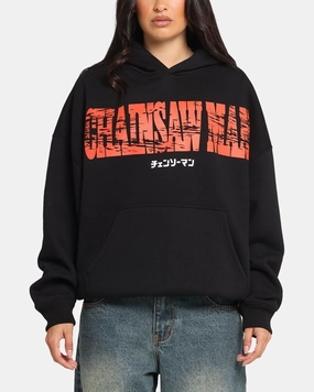 Goat Crew X Chainsaw Man Premium Hoodie Black High Collar
