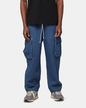 Comfort Design LowProfileStitching Carre Denim Superior Cargo Joggers Mid Blue Denim
