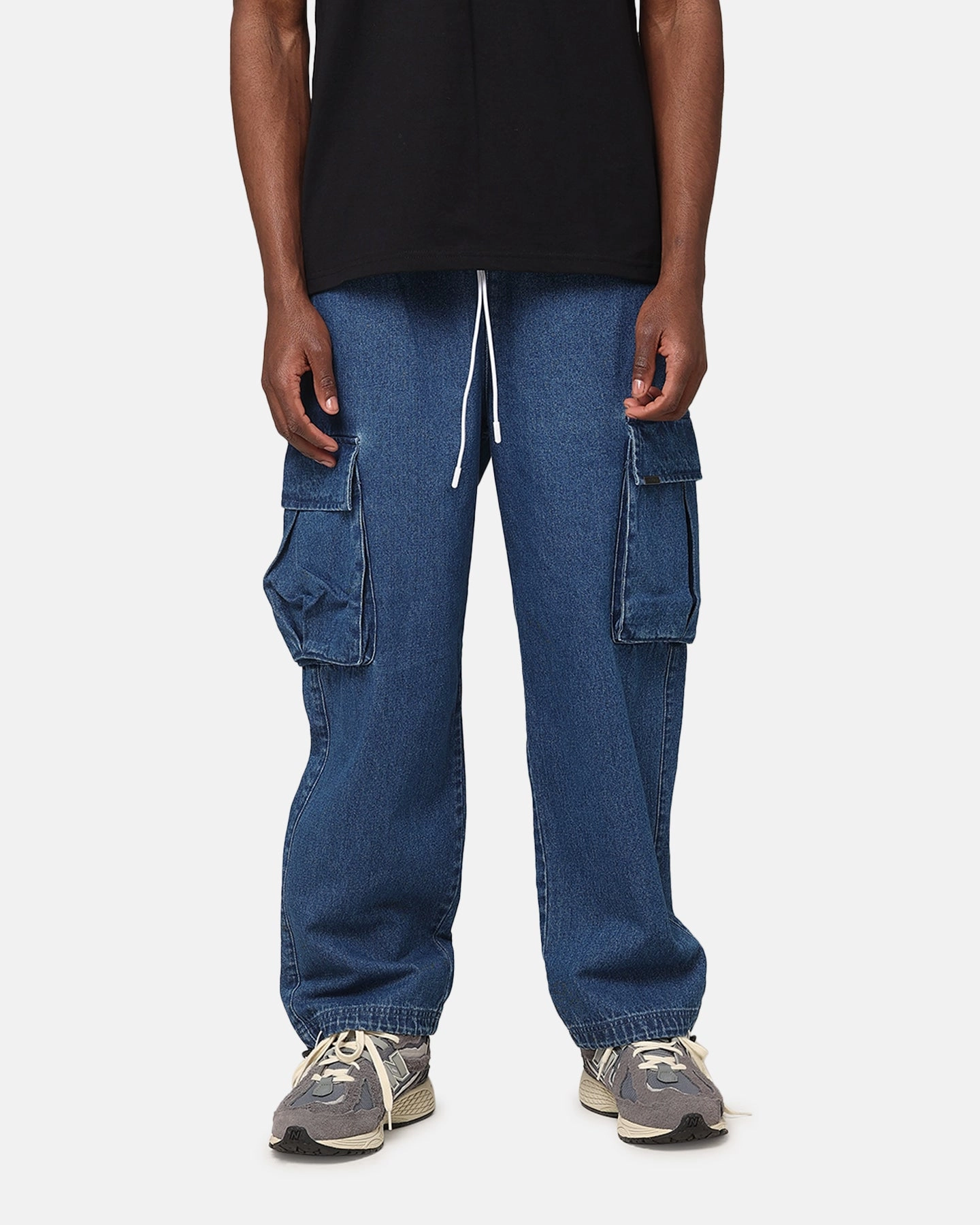 Comfort Design LowProfileStitching Carre Denim Superior Cargo Joggers Mid Blue Denim