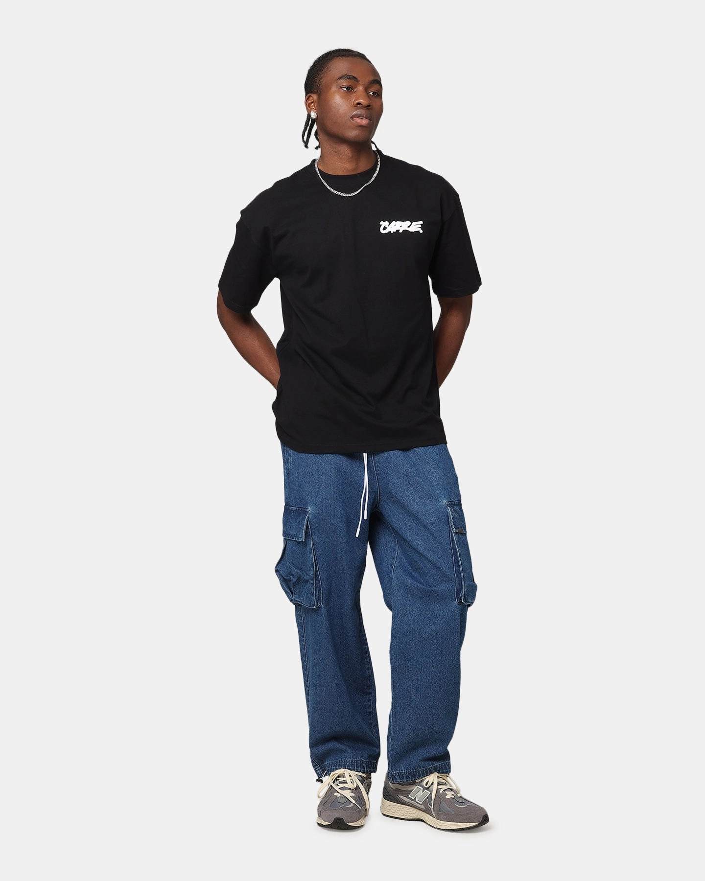 Carre Denim Superior Cargo Joggers Mid Blue Denim Layering Essential