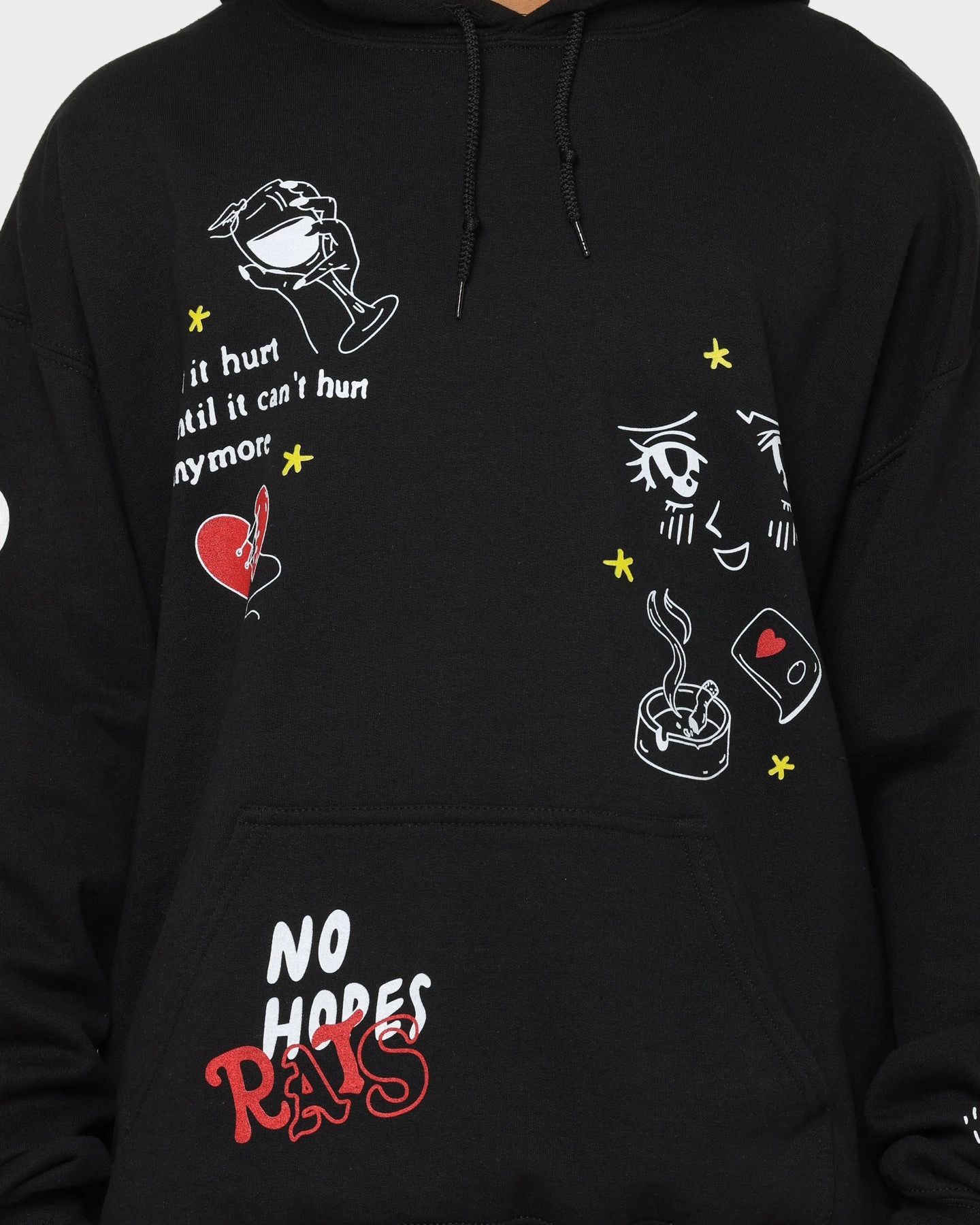 TapedSeams Last Rats Get Fat No Hope Hoodie Black