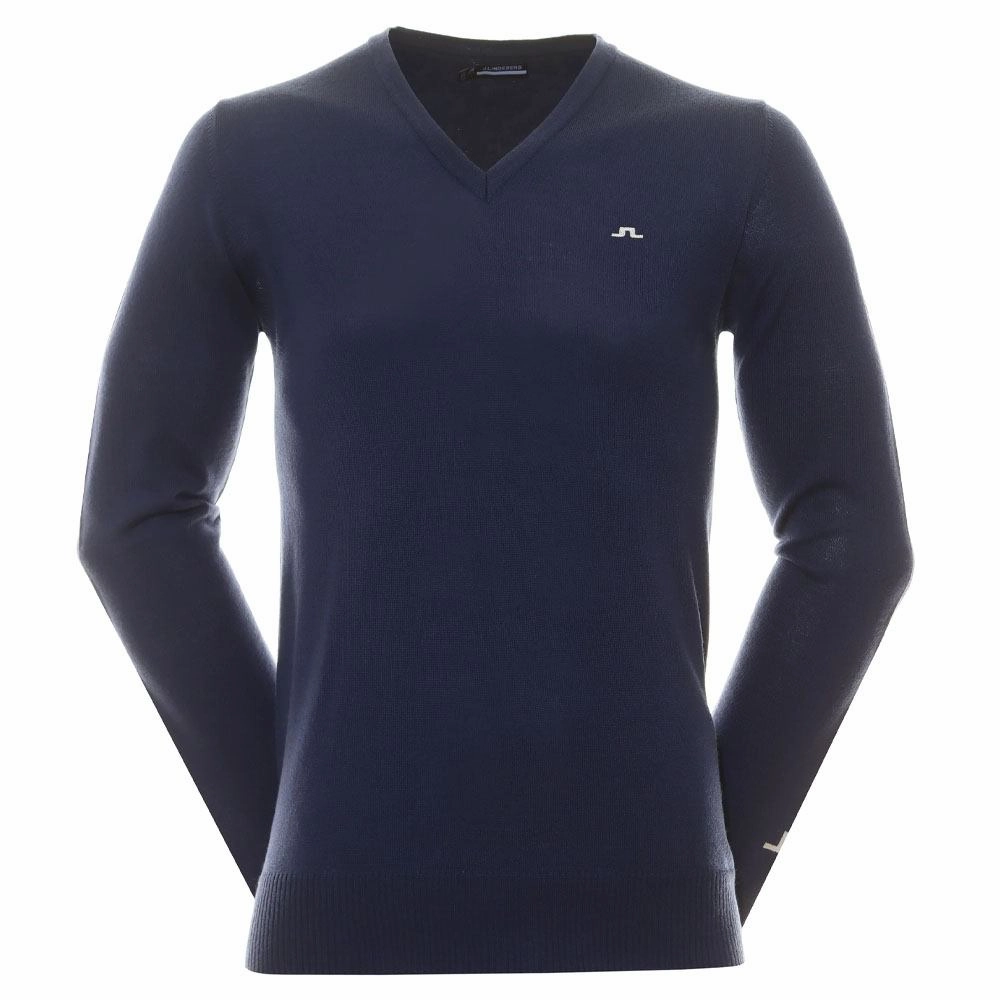 Zippered Vents J.Lindeberg Lymann Knitted Golf Sweater Estate Blue - SS24 Men