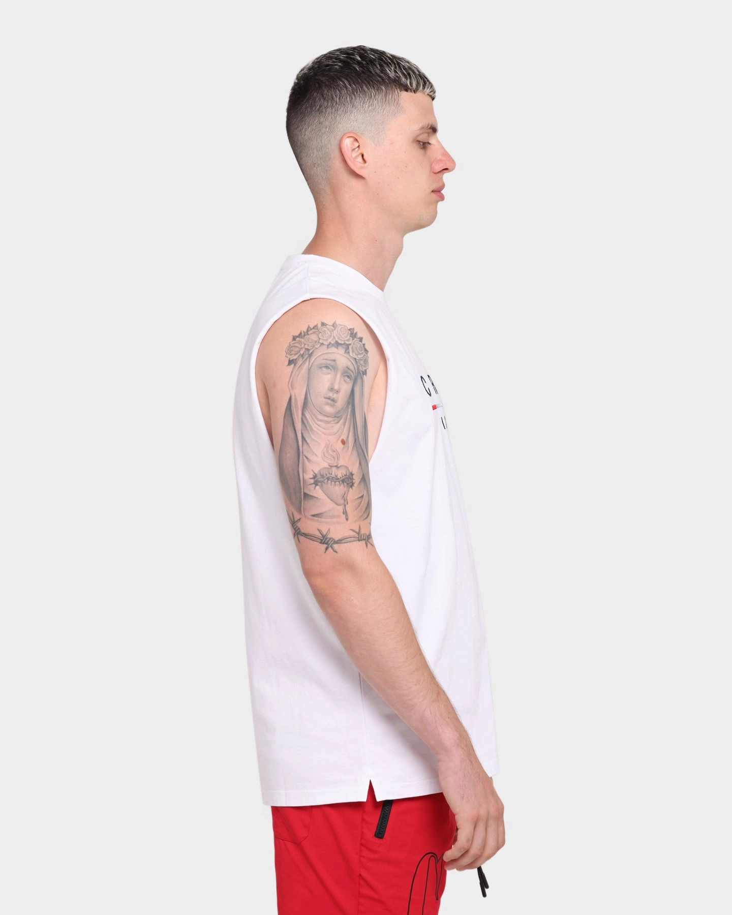 Carr?? Stripes Classique Muscle T-Shirt White Essential Wear Light Comfort