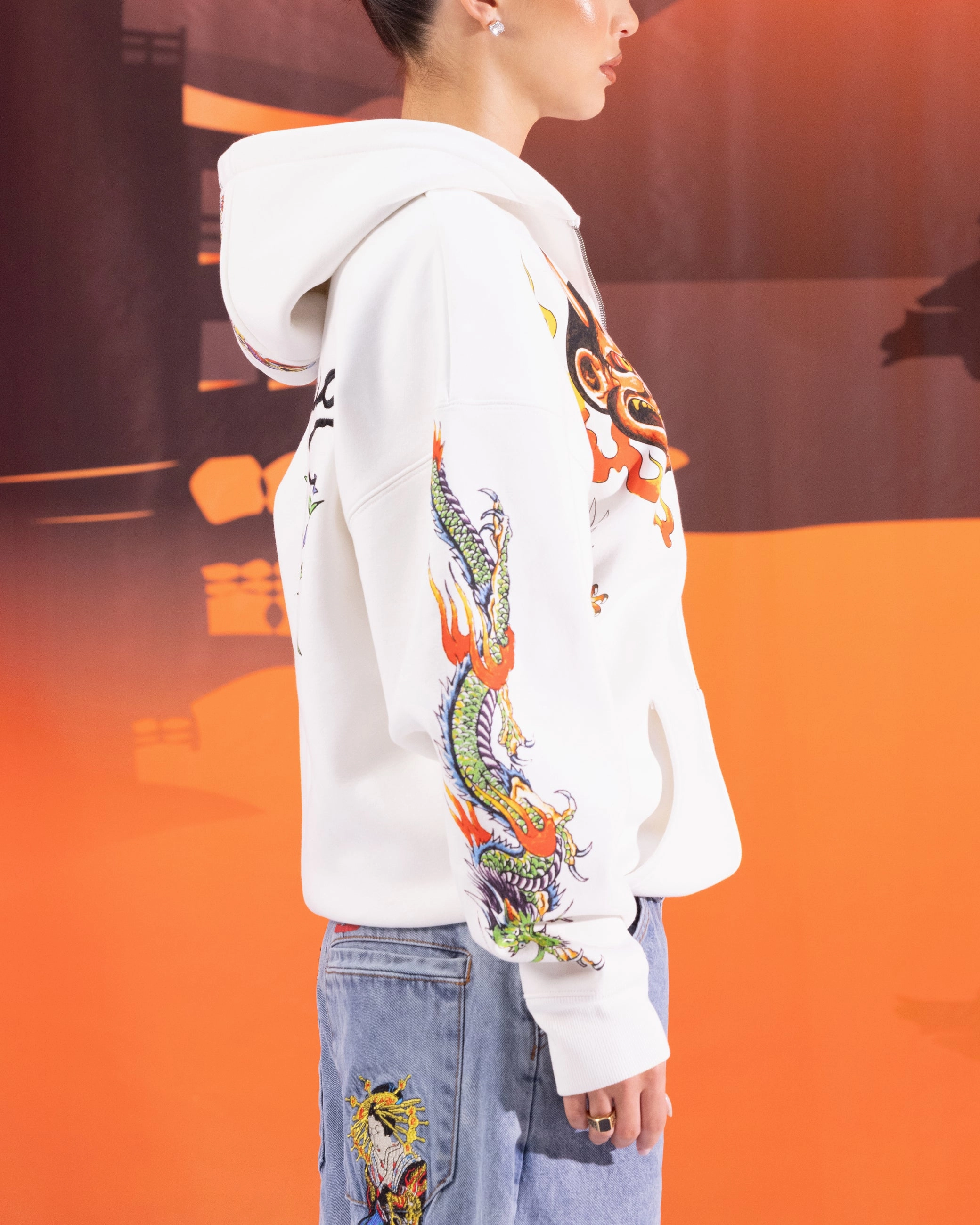 Ed Hardy Floral Zip Hoodie Off White Ergonomic Design firefighters