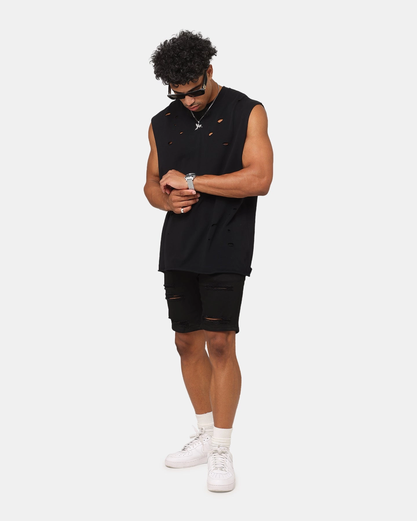 Saint Morta Dynasty Thrash V2 Denim Shorts Jet Black Clean Stretch