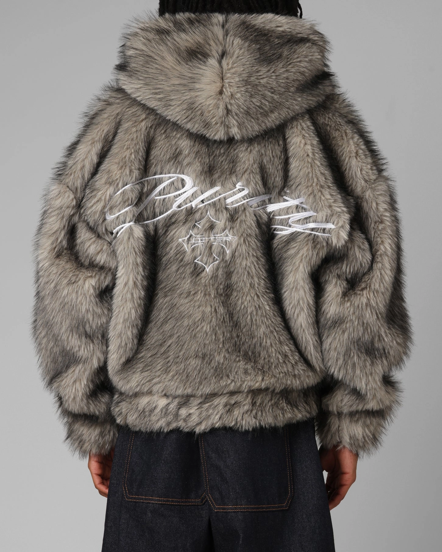 Loiter Faux Fur Hooded Jacket Off White neutral - colored