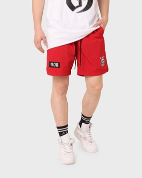 Printed Pattern The Anti Order Antidote Beach Shorts Red