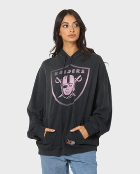 SnapFasteners Versatile Layering Majestic Athletic Las Vegas Raiders Solarised Contrast Hoodie Faded Black