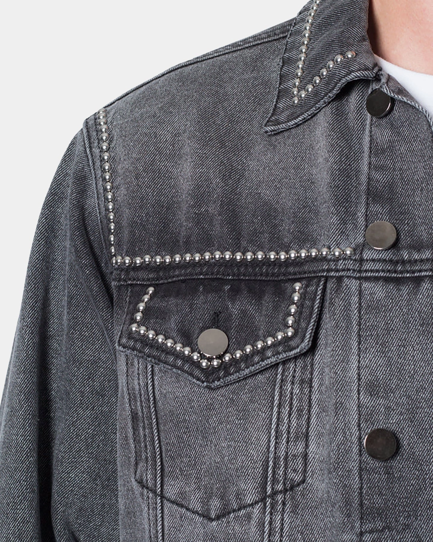 fishermen impulse buy MNML Flat Studded Trucker Jacket Black