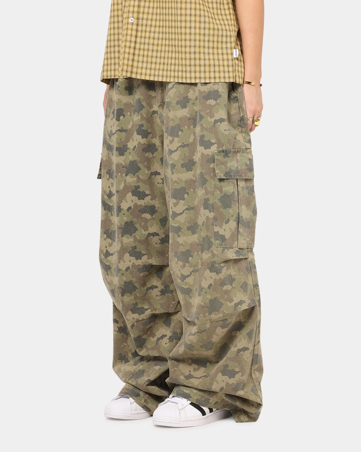 Layered Protection Carre Baggy Cargo Pants Camo