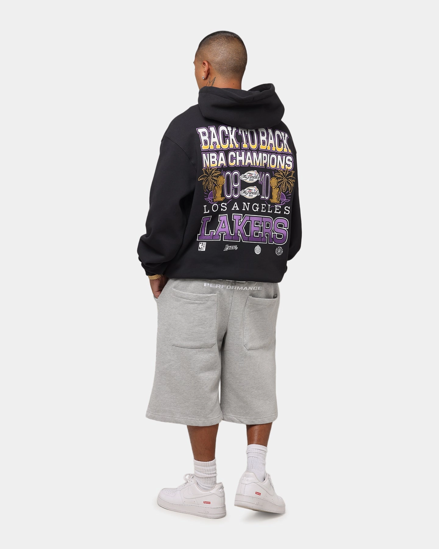 difficult to operate Mitchell & Ness Los Angeles Lakers Back To Back Hoodie Faded Black