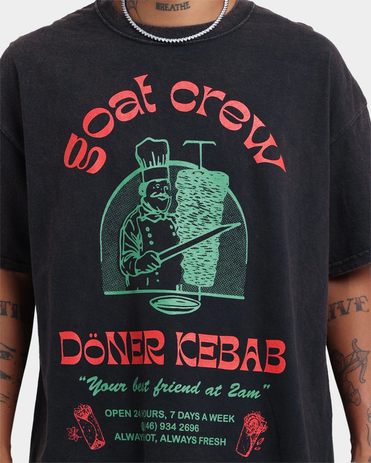 Goat Crew Kebab Shop Vintage T-Shirt Black Wash regular but not boring Smart Layering