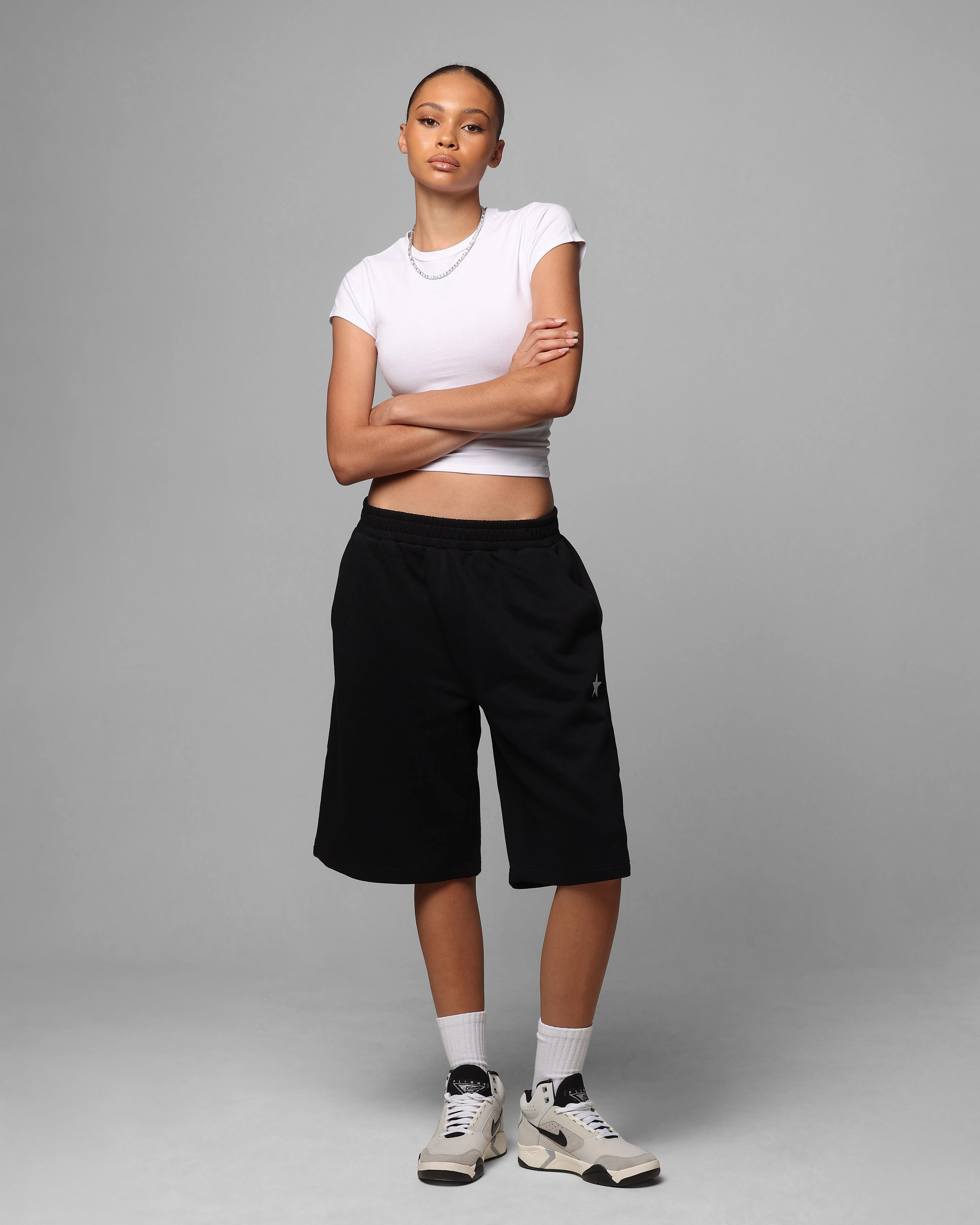 Loiter Premium Essentials Sweat Shorts Black Heels Classic Vibe