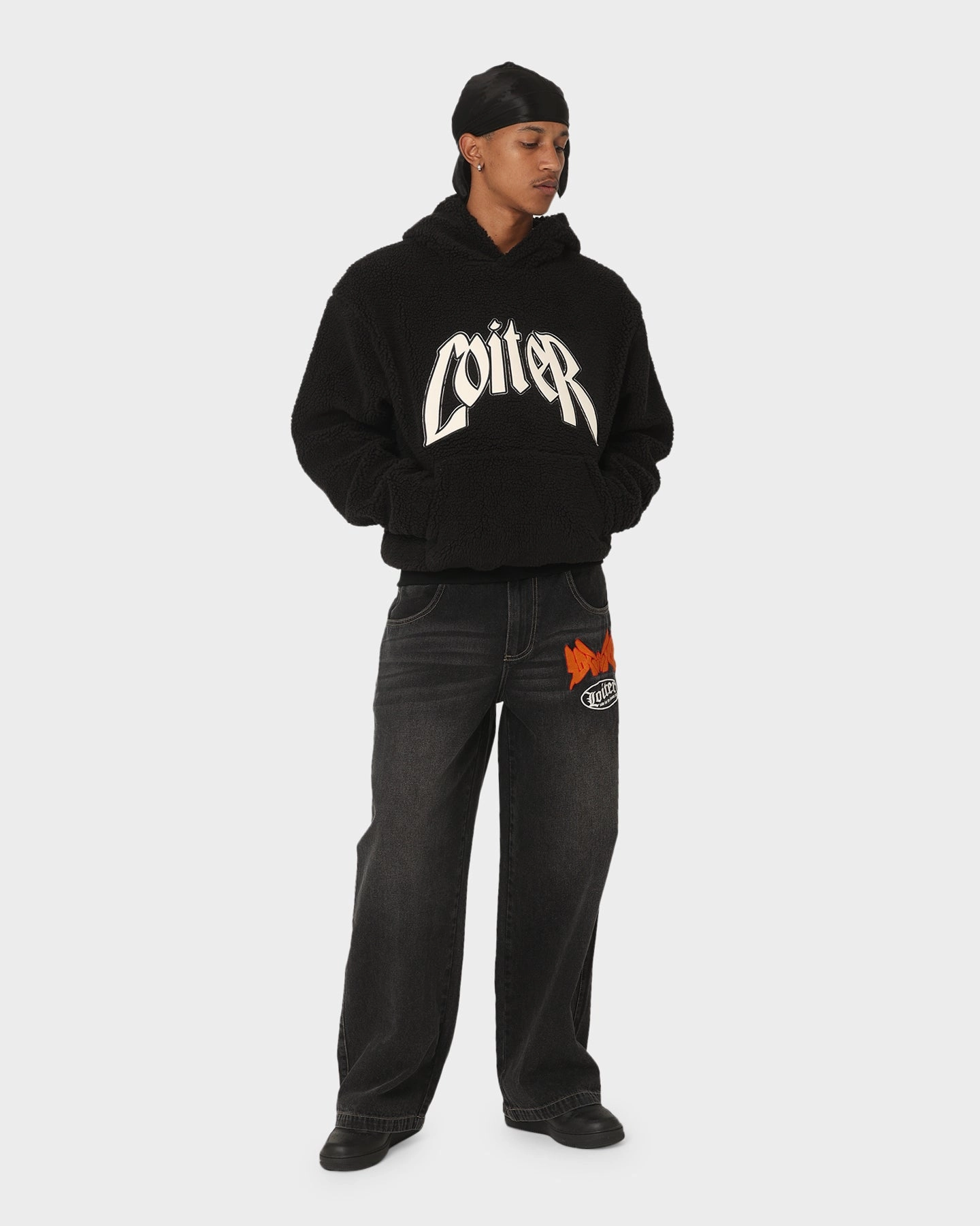 Loiter Sherpa Hoodie Black Urban Protection long sleeved