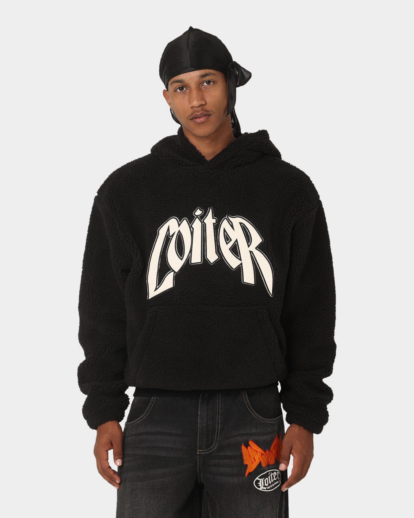 windproof lining Valentine's look Loiter Sherpa Hoodie Black