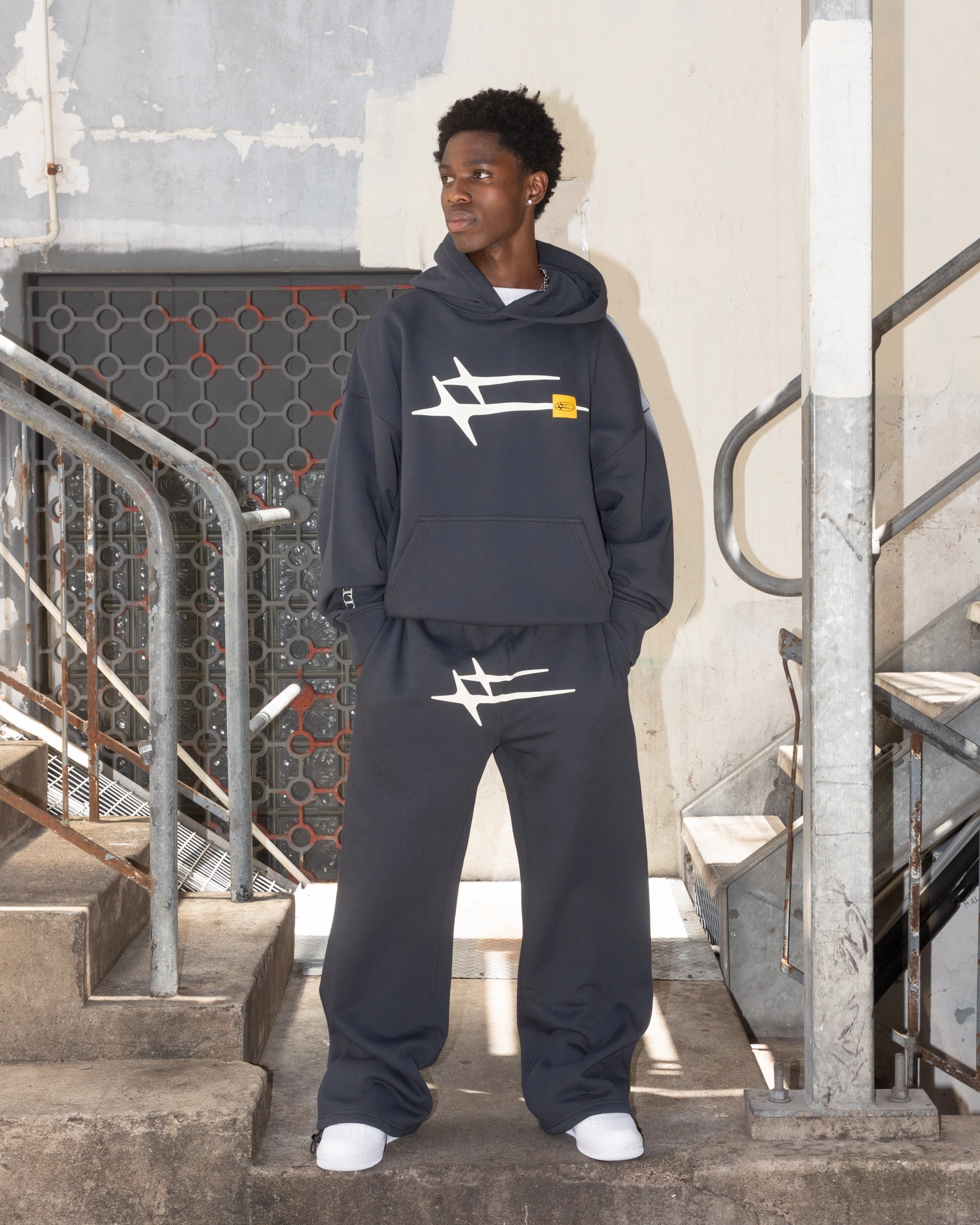 Loiter Hybrid Premium Hoodie Charcoal multi - compartment Compact