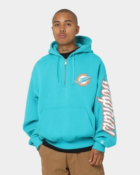 New Era Miami Dolphins Quarter Zip Hoodie Teal Versatile Outerwear