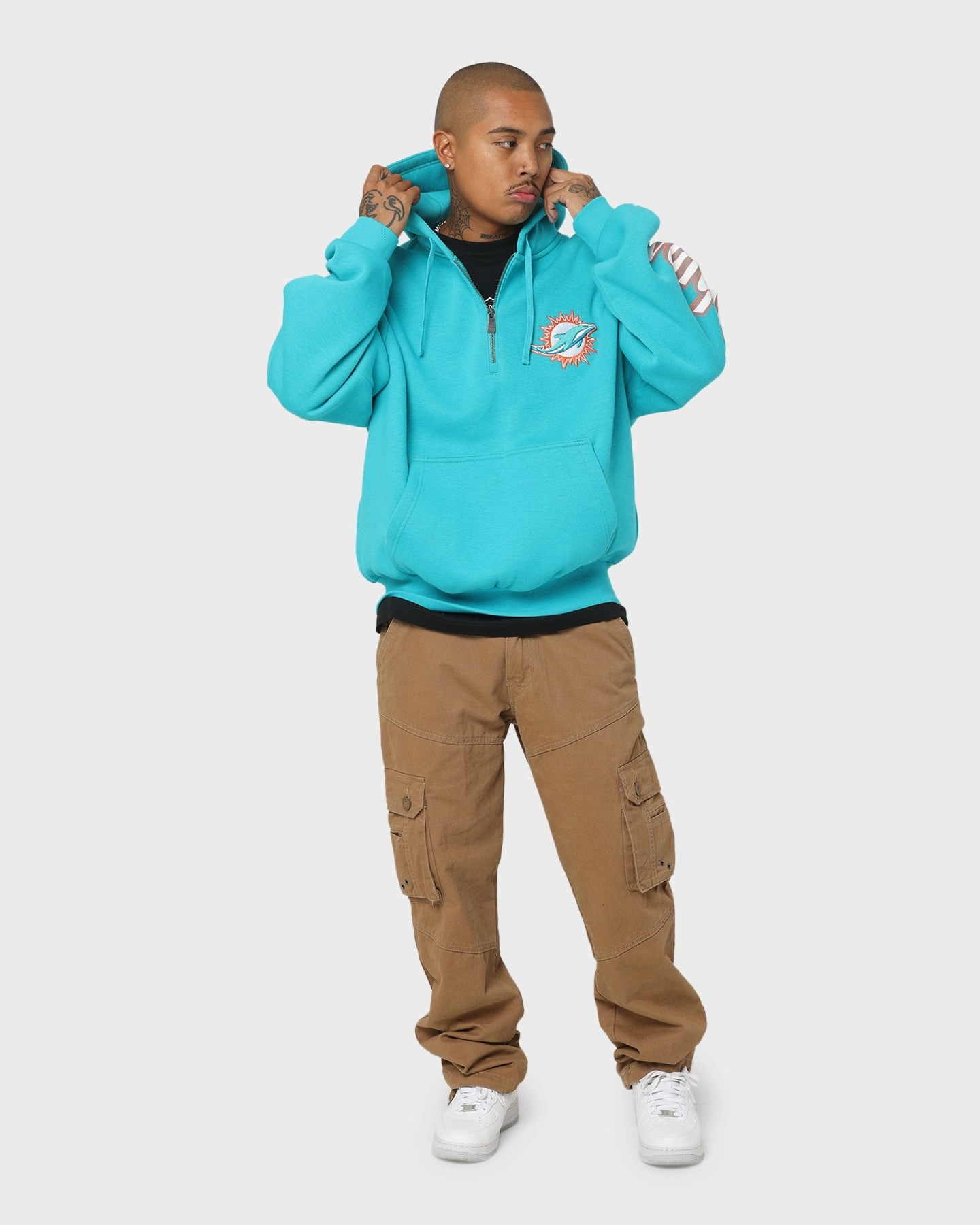 New Era Miami Dolphins Quarter Zip Hoodie Teal Generosity Durable Zippers