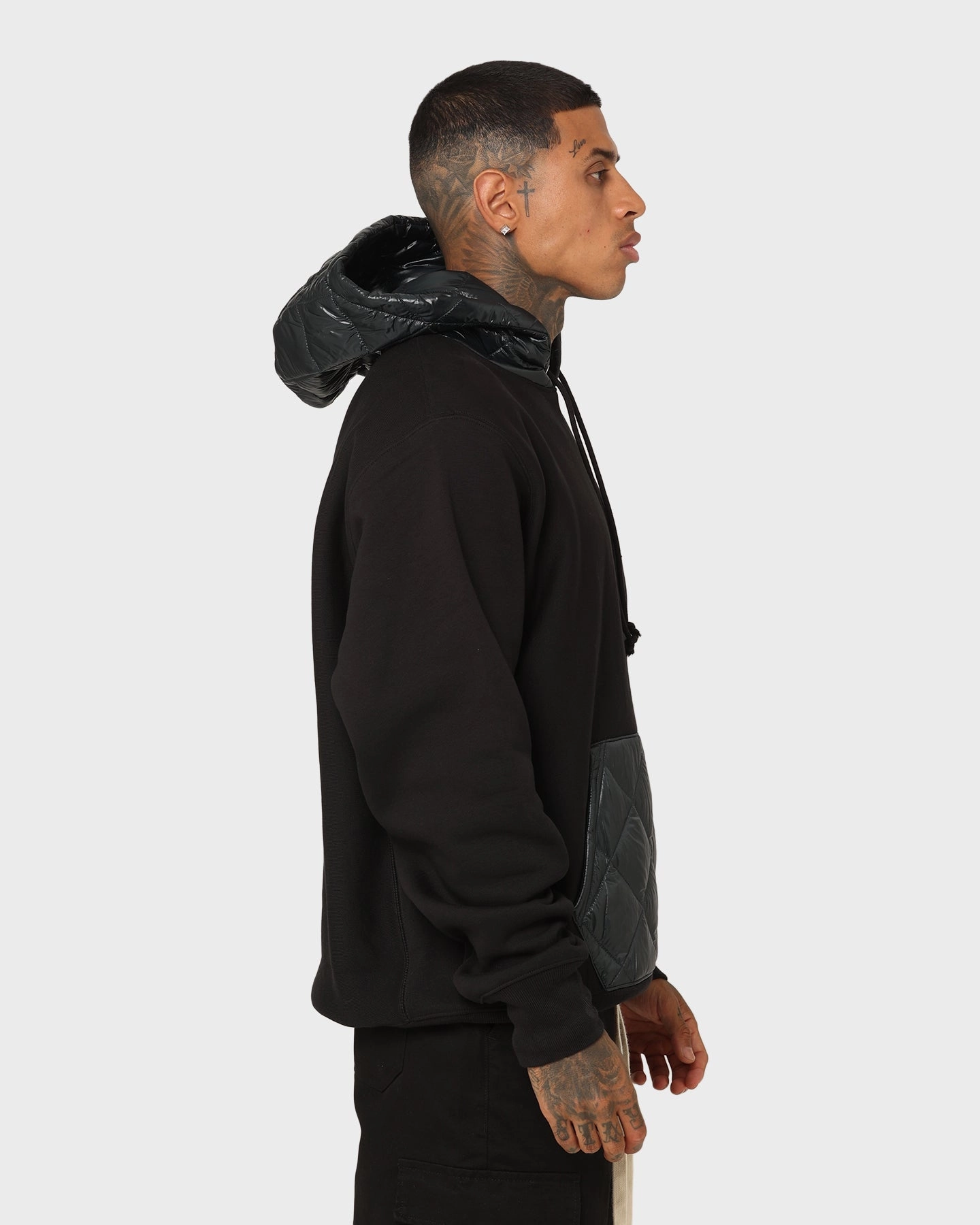 Flexible Layer Champion Reverse Weave Puffer Hoodie Black