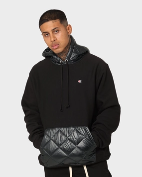 Remember Champion Reverse Weave Puffer Hoodie Black