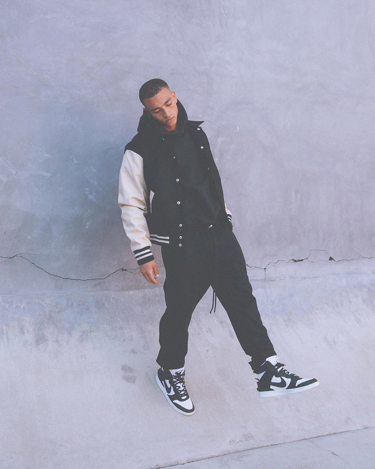 MNML Collared Varsity Jacket Black/White Insulated Core Weekend Vibe