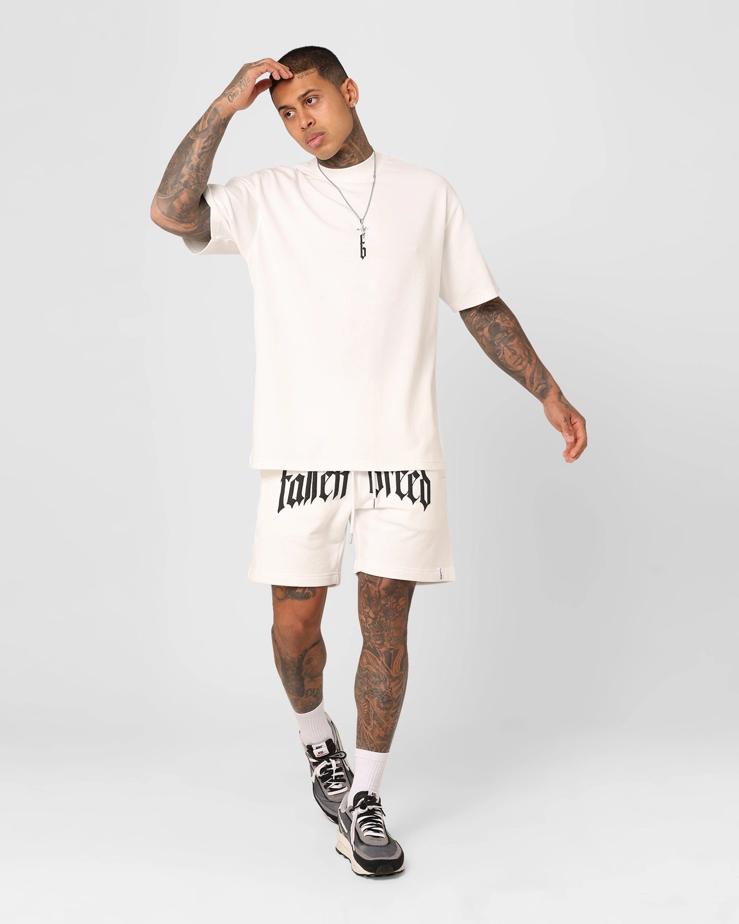 Abrasion Resistant Material Fallen Breed Puff Logo Zip Sweat Shorts White/Black