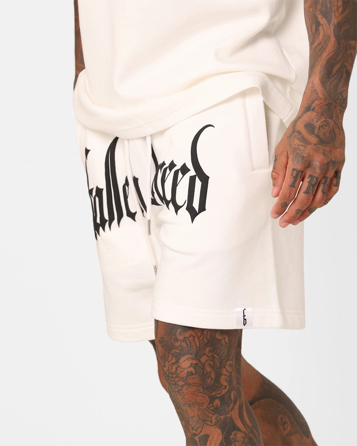 Casual Outfit Fallen Breed Puff Logo Zip Sweat Shorts White/Black
