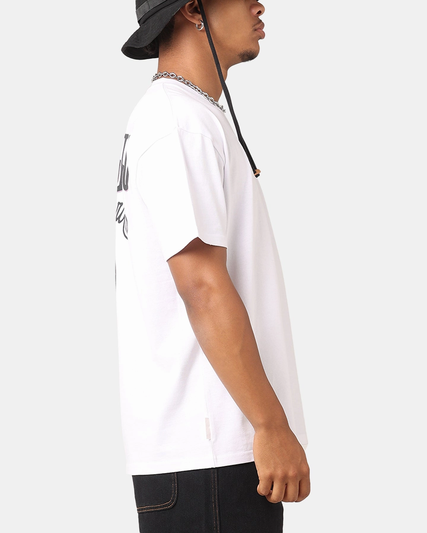 Sublimation Resistant Fabric Street Casual Look S Double Combo Platter T-Shirt Washed White
